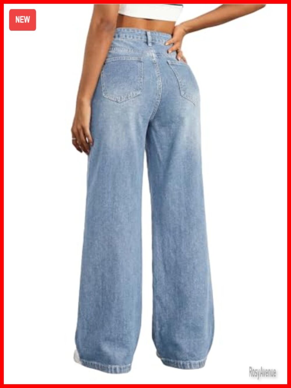 Wide Leg Baggy Jeans Mid Rise Stretchy Denim Pants Retro Streetwear